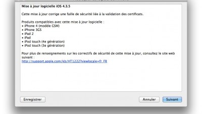 Mise à jour iOS 4.3.5
