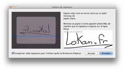 Outil Signature de Mac OS Lion