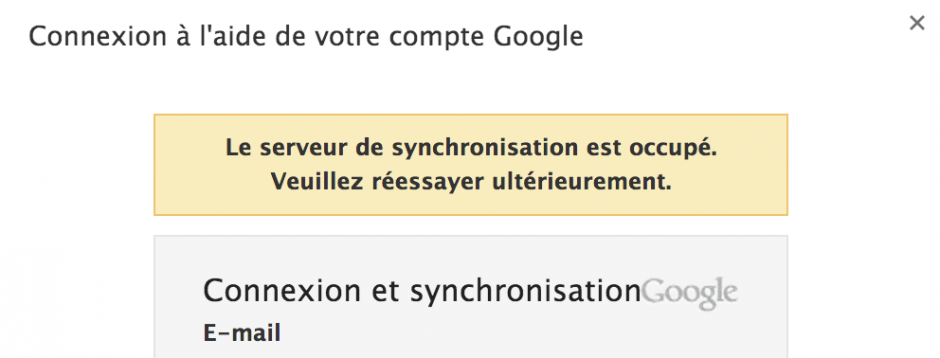 le serveur de synchronisation est occupé google chrome